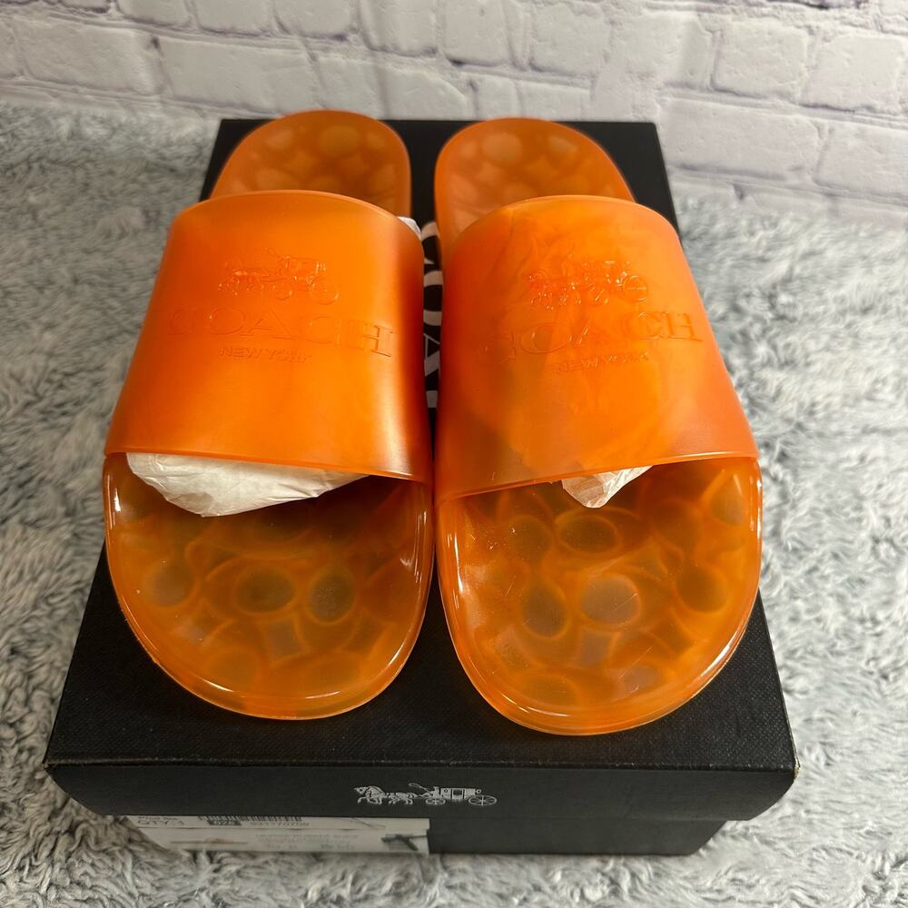 Coach Women's Orange Slide Sandals